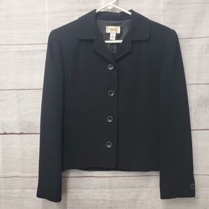 Talbots Petites Women's Black Suit Dressy Jacket Career Size 4